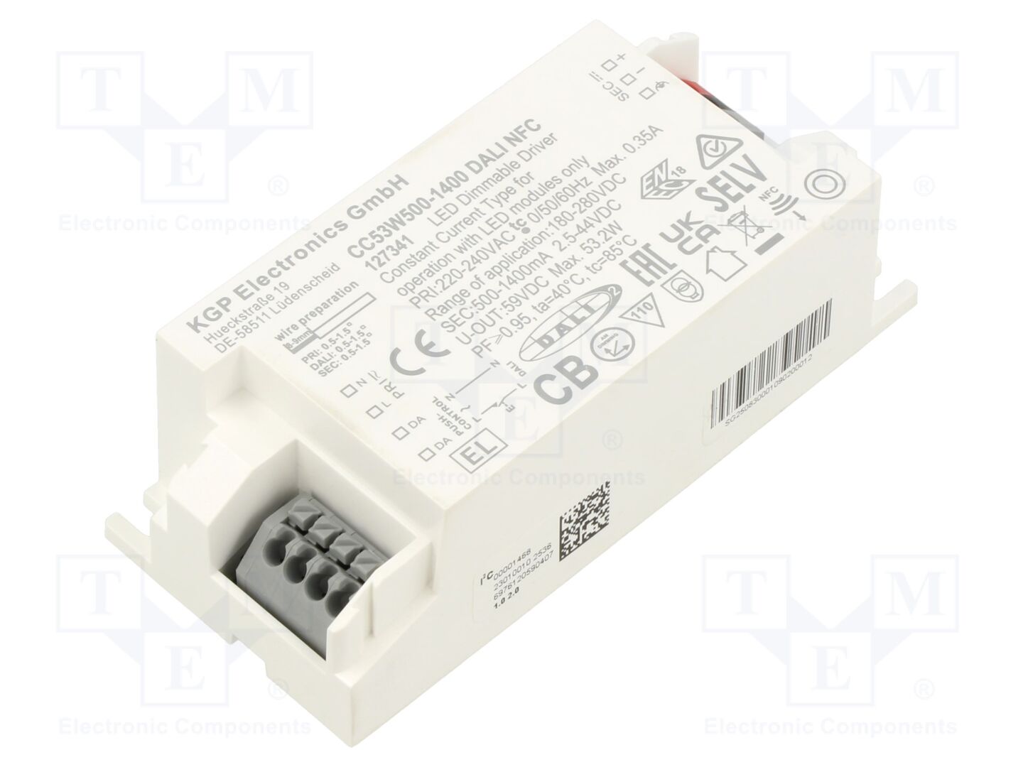 KGP ELECTRONICS CC53W500-1400-DA-N LED-virtalähde 53W DALI NFC