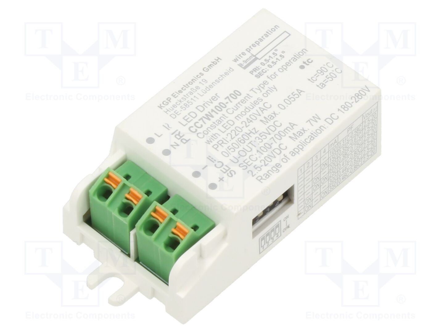 KGP ELECTRONICS CC7W100-700 LED-virtalähde 7W 2.5-20VDC 100-700mA