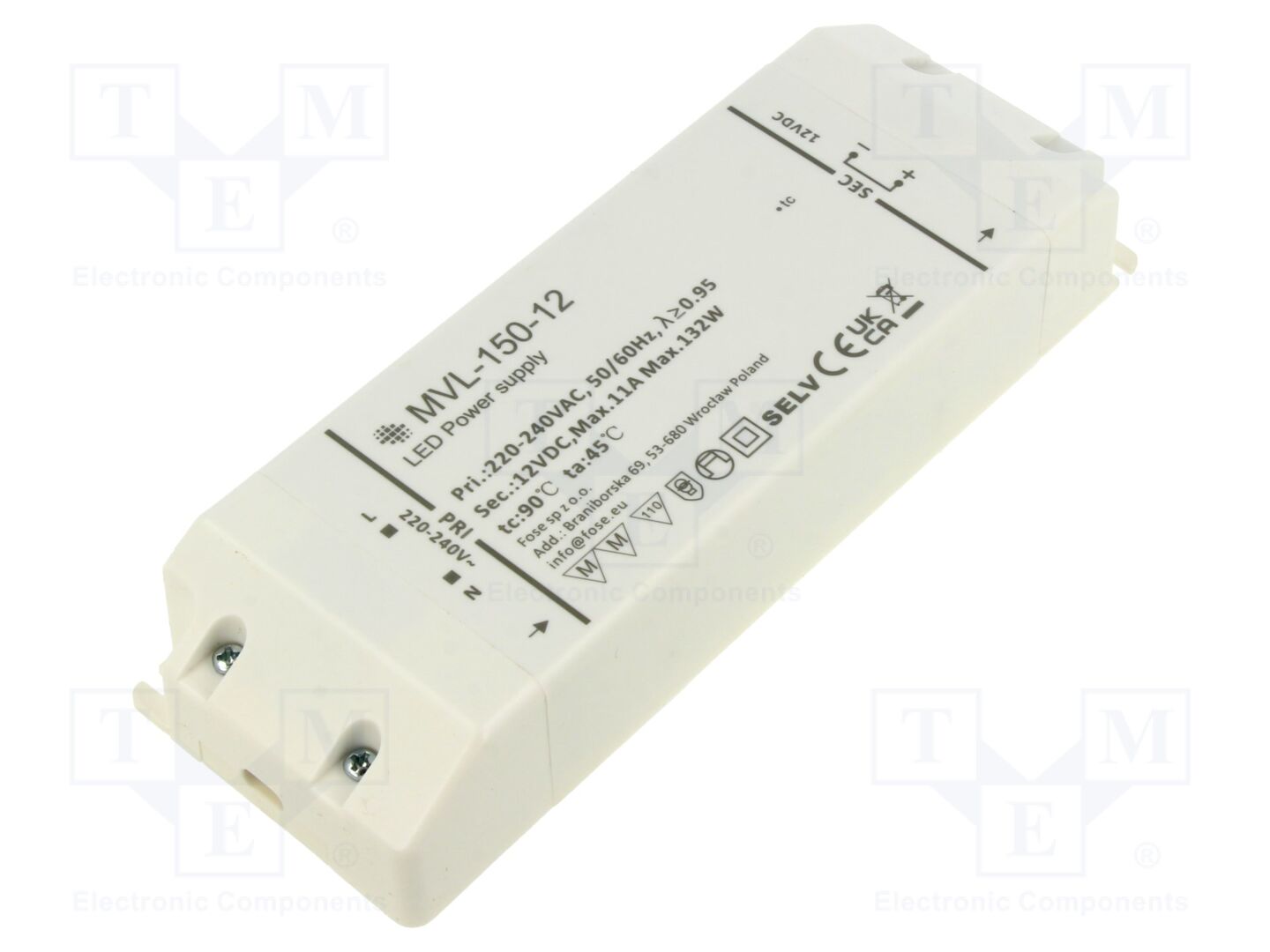 FOSE MVL-150-12 LED-virtalähde 132W IP20