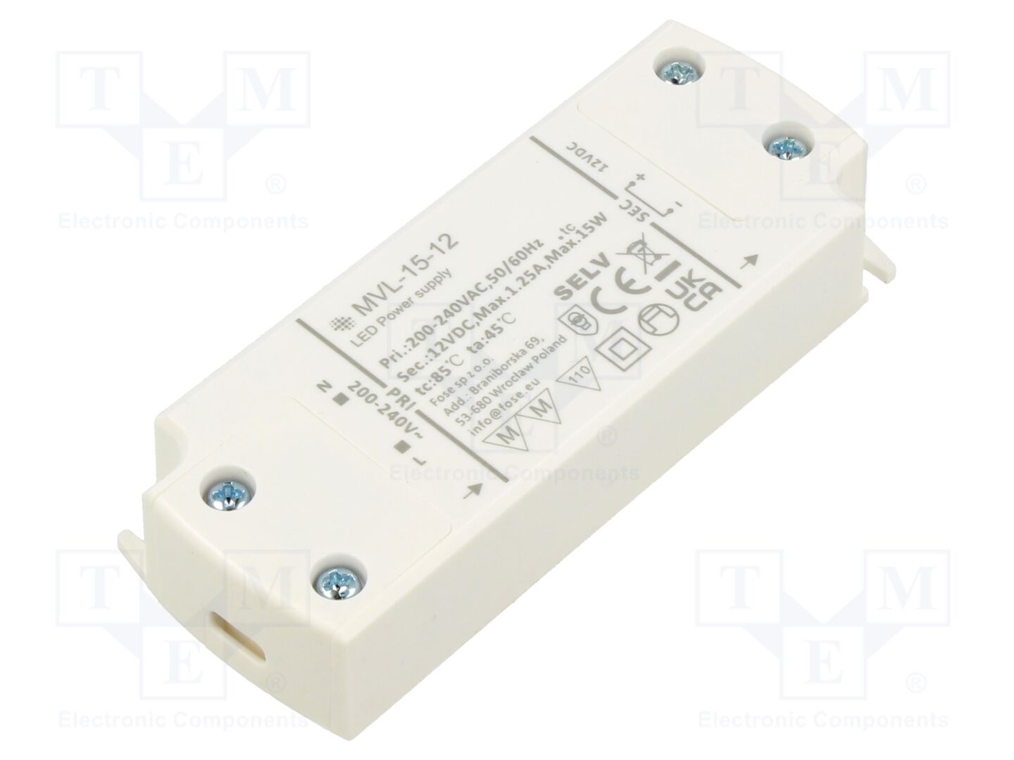 FOSE MVL-15-12 LED-virtalähde 15W IP20