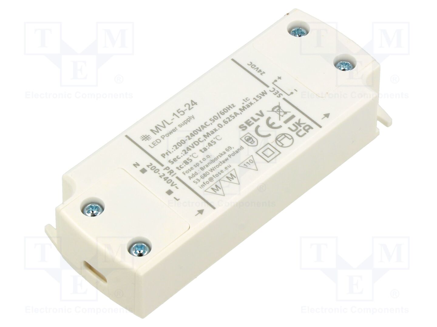 FOSE MVL-15-24 LED-virtalähde 15W IP20