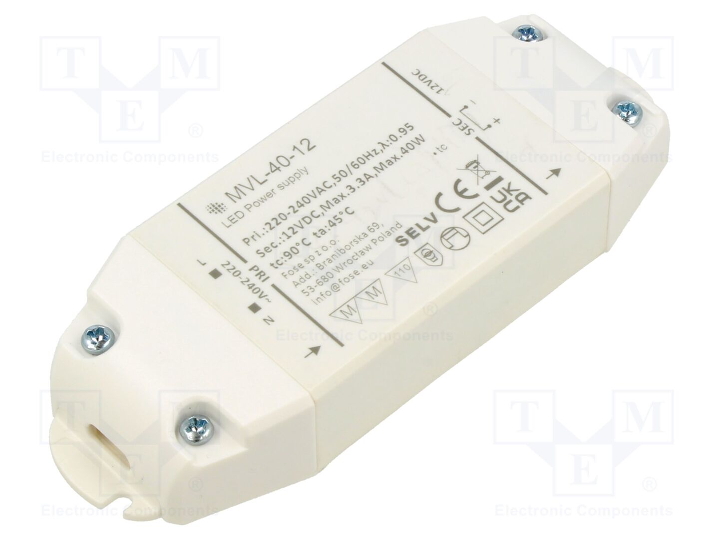 FOSE MVL-40-12 LED-verkkolaite 40W IP20