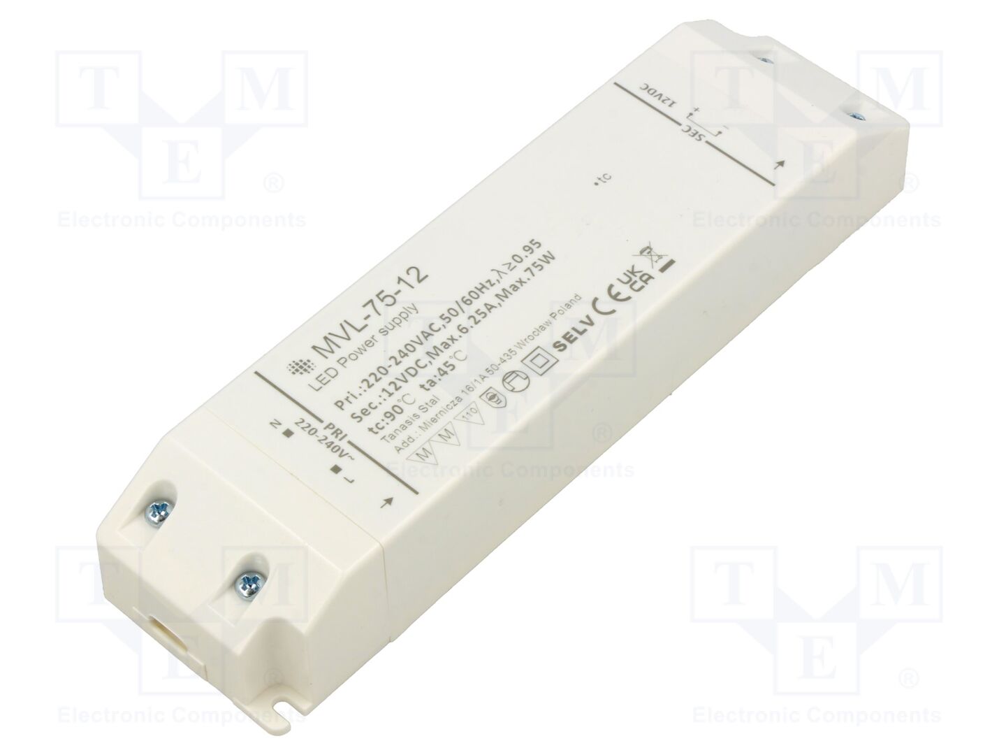 FOSE MVL-75-12 LED-virtalähde 75W IP20