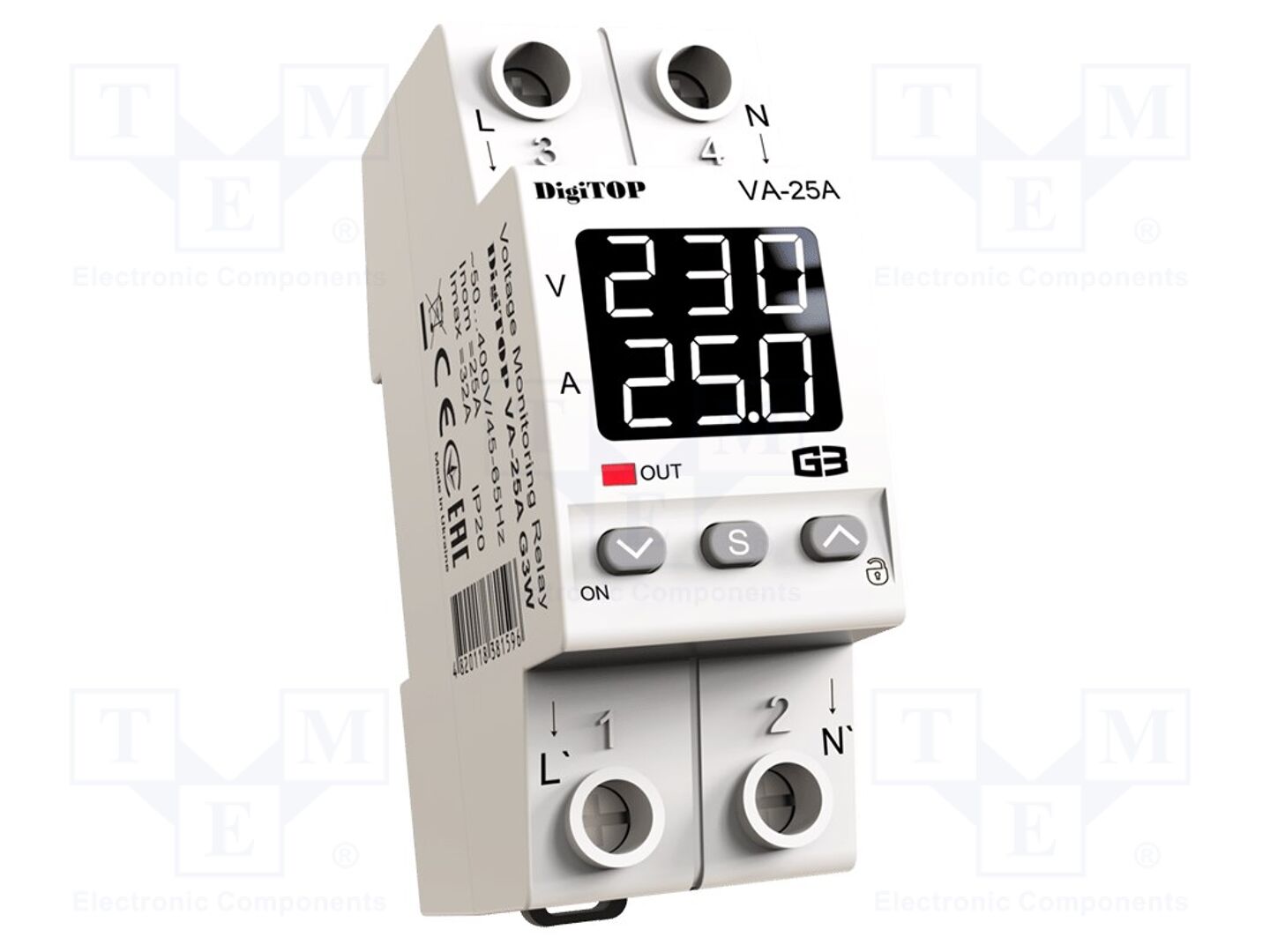 DIGITOP ELECTRIC VA-25A-G3W Jännitteenvalvontarele AC current,undervoltage,overvoltage