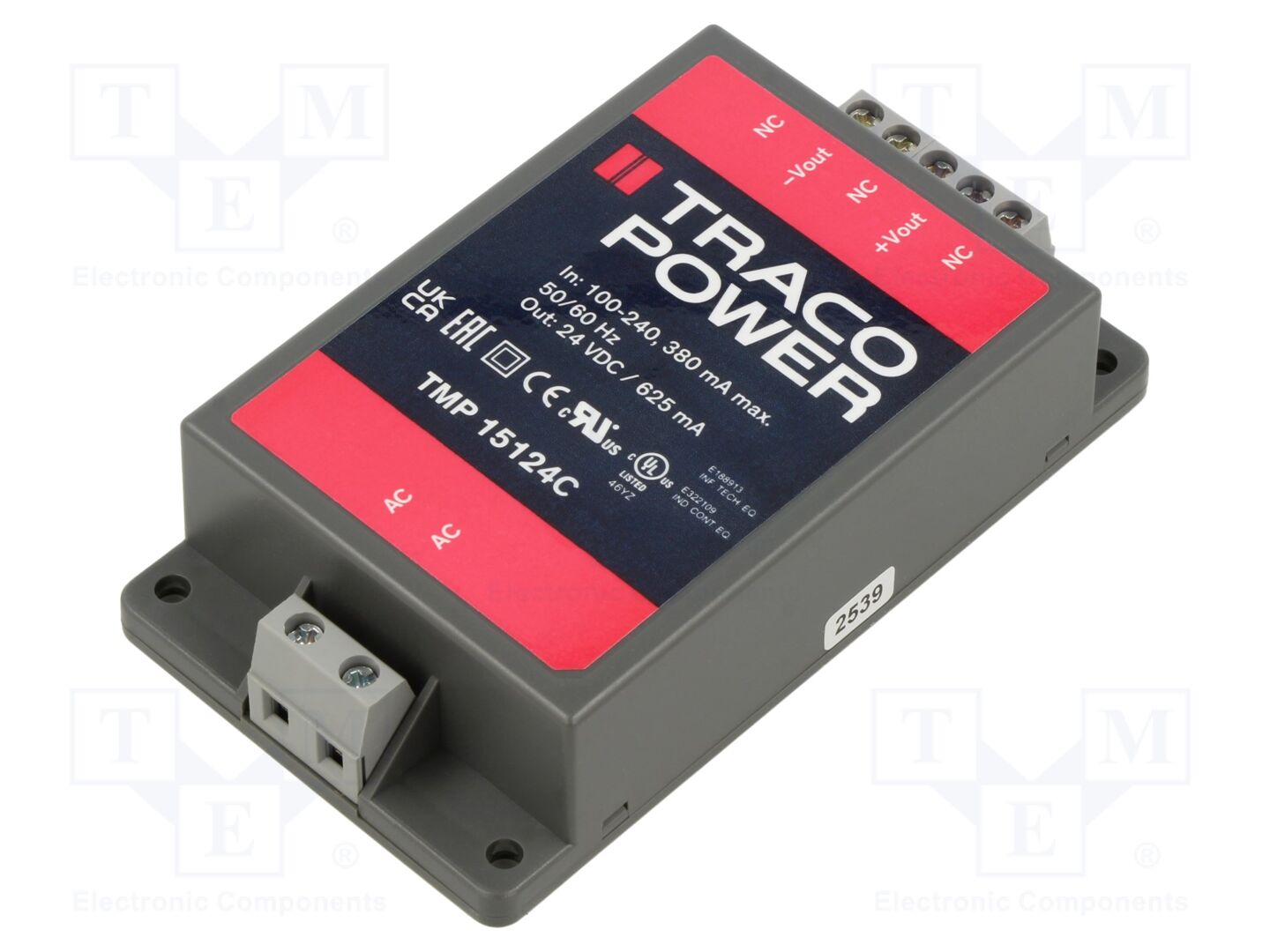 TRACO POWER TMP15124C Sisäänrakennettu kytkentäsähkönsyöttö 15W 24VDC