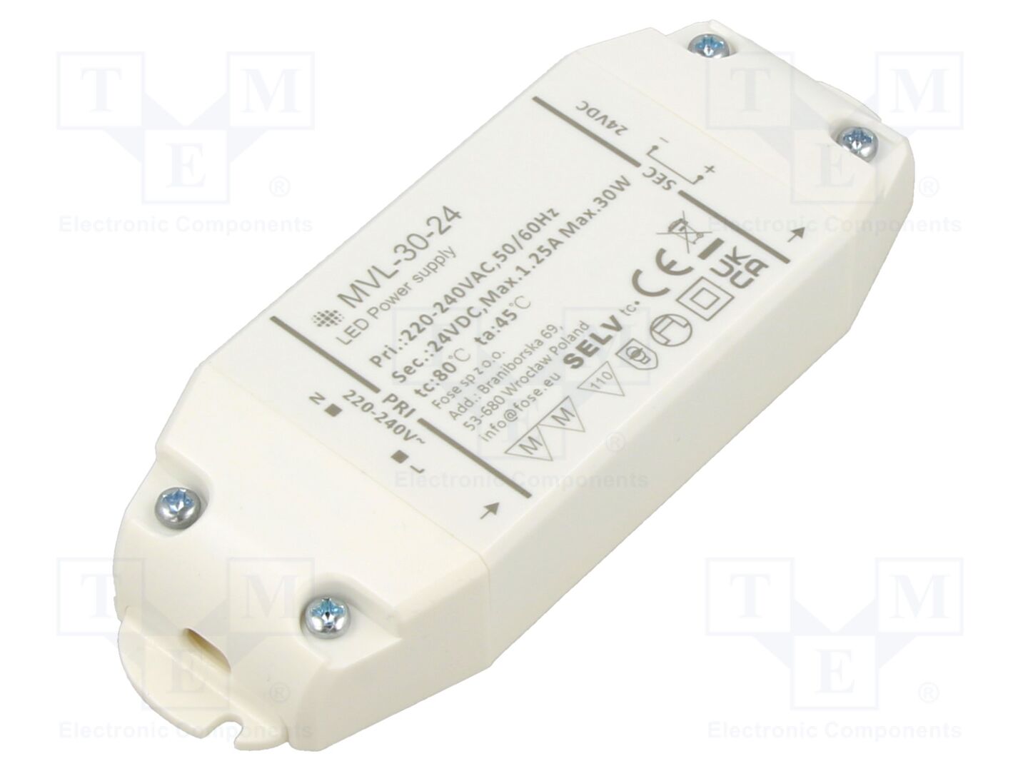 FOSE MVL-30-24 LED-verkkolaite 30W IP20