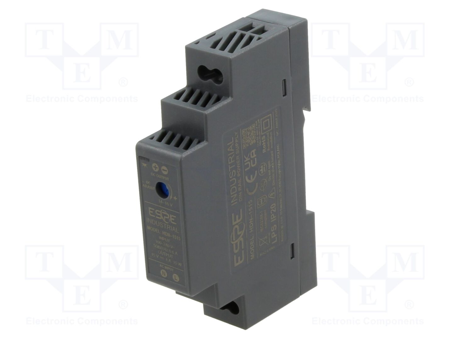 ESPE HDN-1515 DIN-kiskoon asennettava kytkentävirtalähde 15W 15VDC 1A