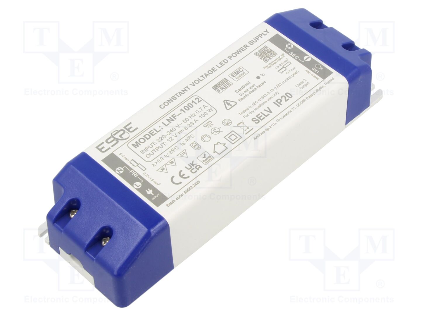 ESPE LNF-10012 LED-virtalähde 100W 12VDC 8,33A