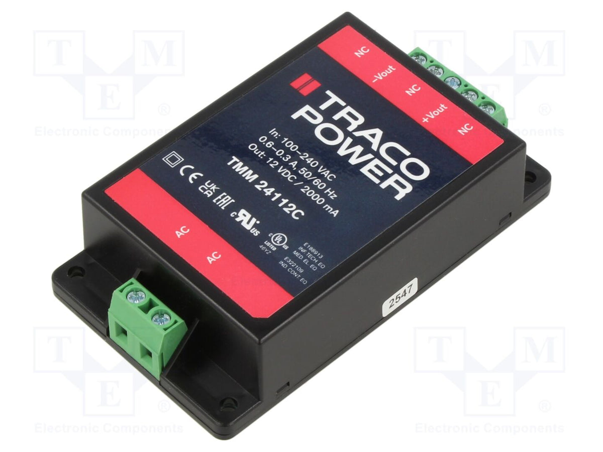 TRACO POWER TMM24112C Sisäänrakennettu kytkentäsähkönsyöttö 24W 12VDC 2A