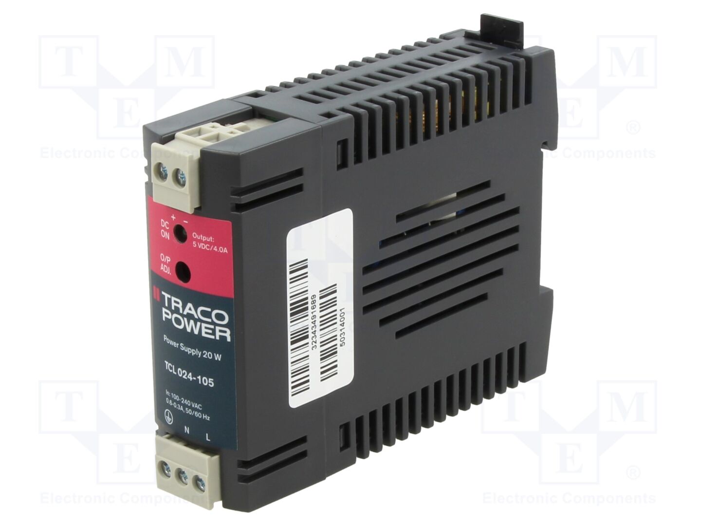 TRACO POWER TCL024-105 DIN-kiskoon asennettava kytkentäsähkönsyöttö 20W 5VDC