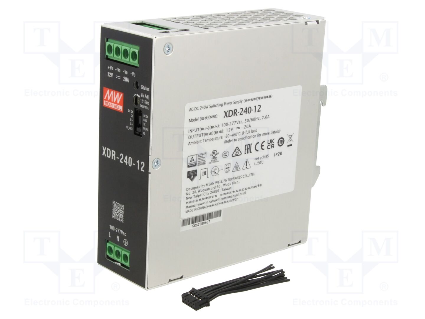 MEAN WELL XDR-240-12 DIN-kisko teholähde 240W
