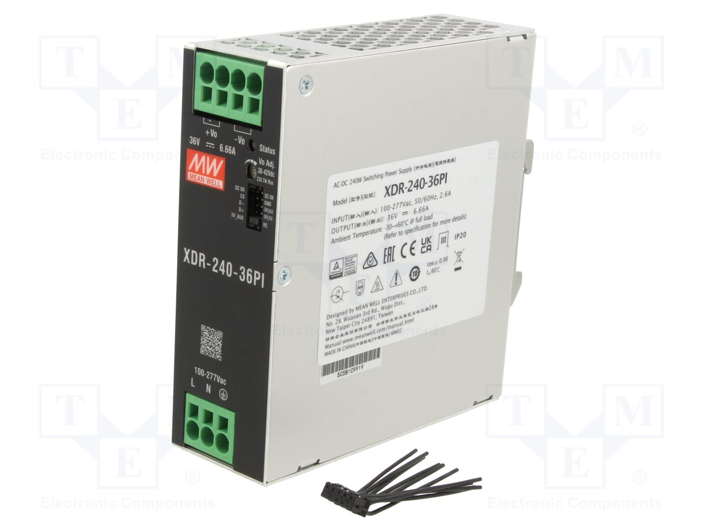 MEAN WELL XDR-240-36PI DIN-kiskoon asennettava kytkentävirtalähde 240W 36VDC