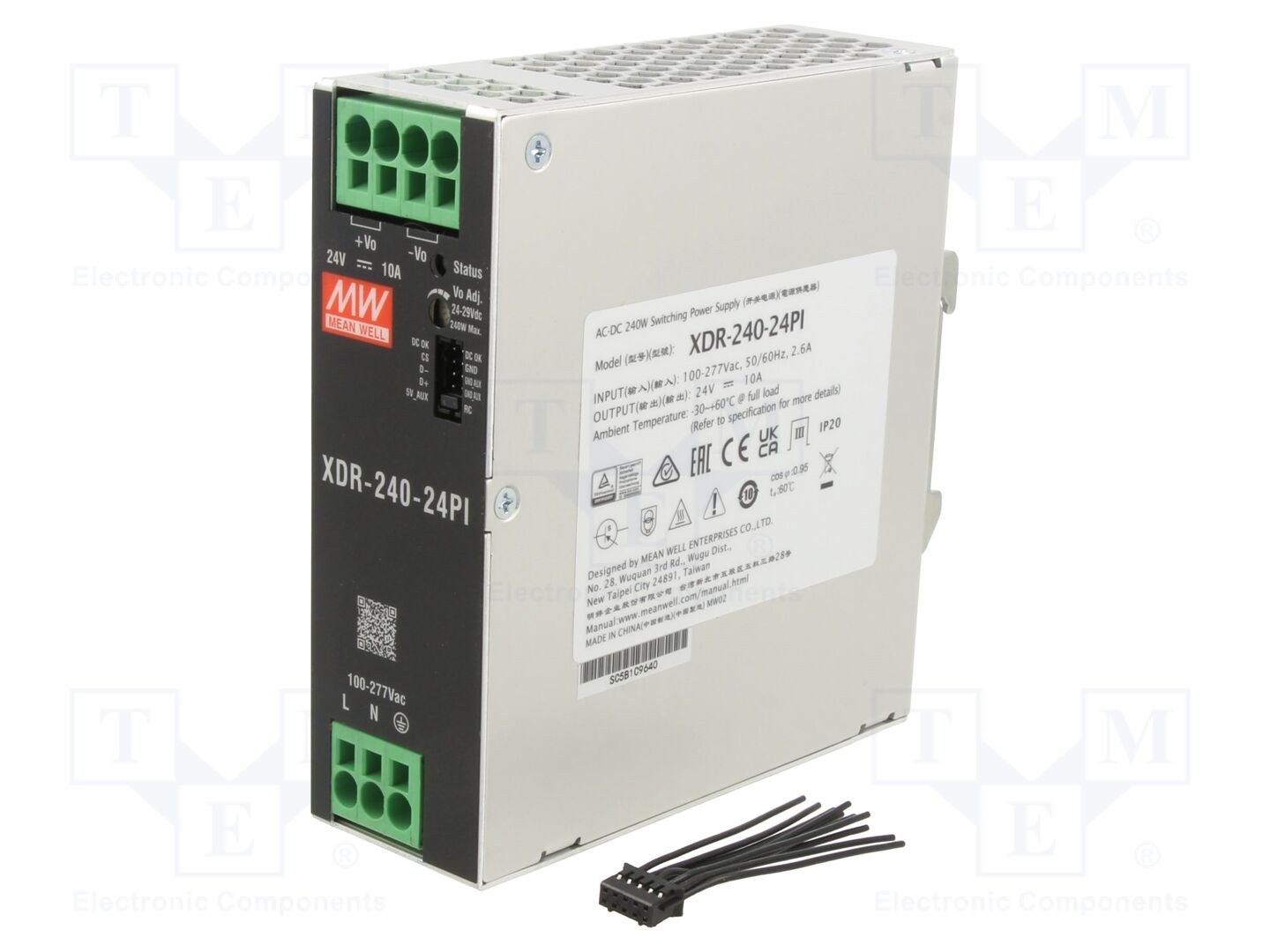 MEAN WELL XDR-240-24PI DIN-kiskokytketty kytkentävirtalähde 240W 24VDC