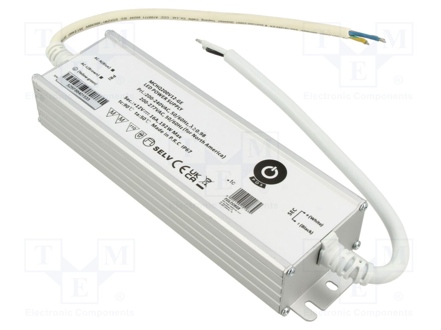 POS MCHQ200V12-GE LED-virtalähde 200W 12VDC 16,6A
