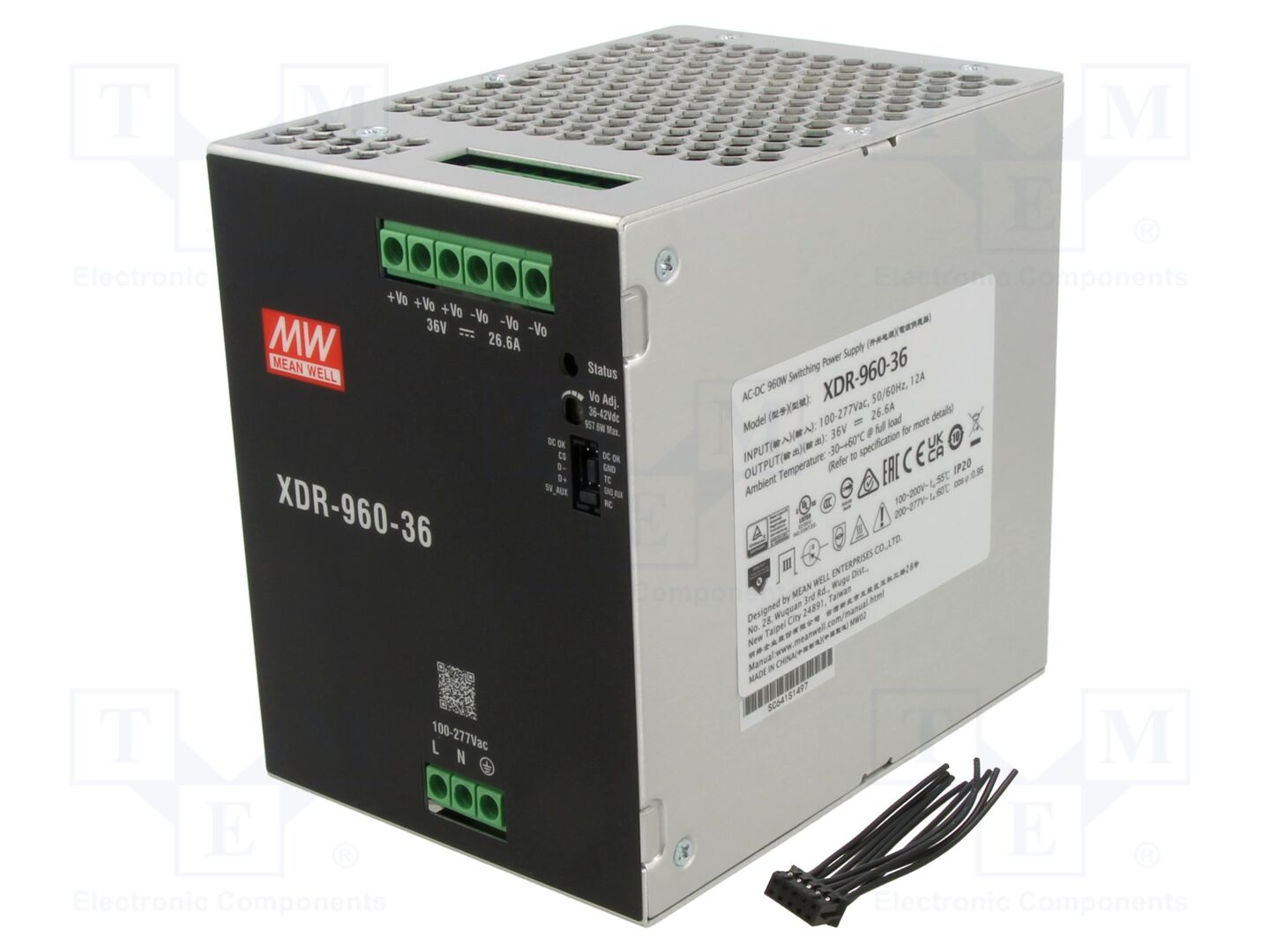 MEAN WELL XDR-960-36 DIN-kiskoon asennettava kytkentäsähkönsyöttö 960W 36VDC