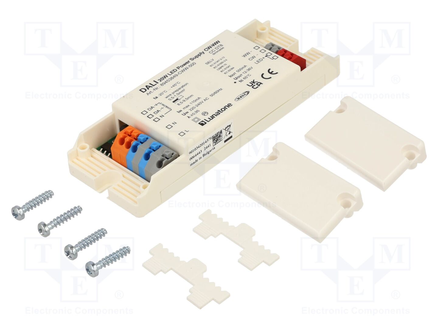 Lunatone 89453849-CWW-500 LED-virtalähde DALI 20W 500mA 12-36VDC