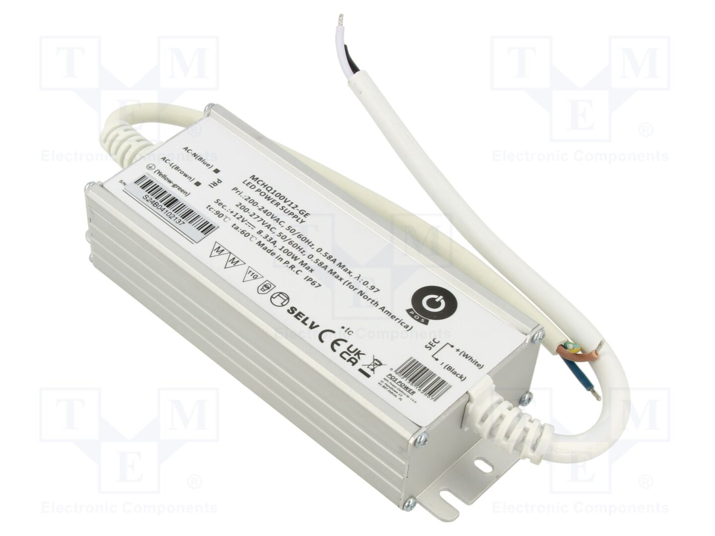 POS MCHQ100V12-GE LED-virtalähde 100W 12VDC 8,33A
