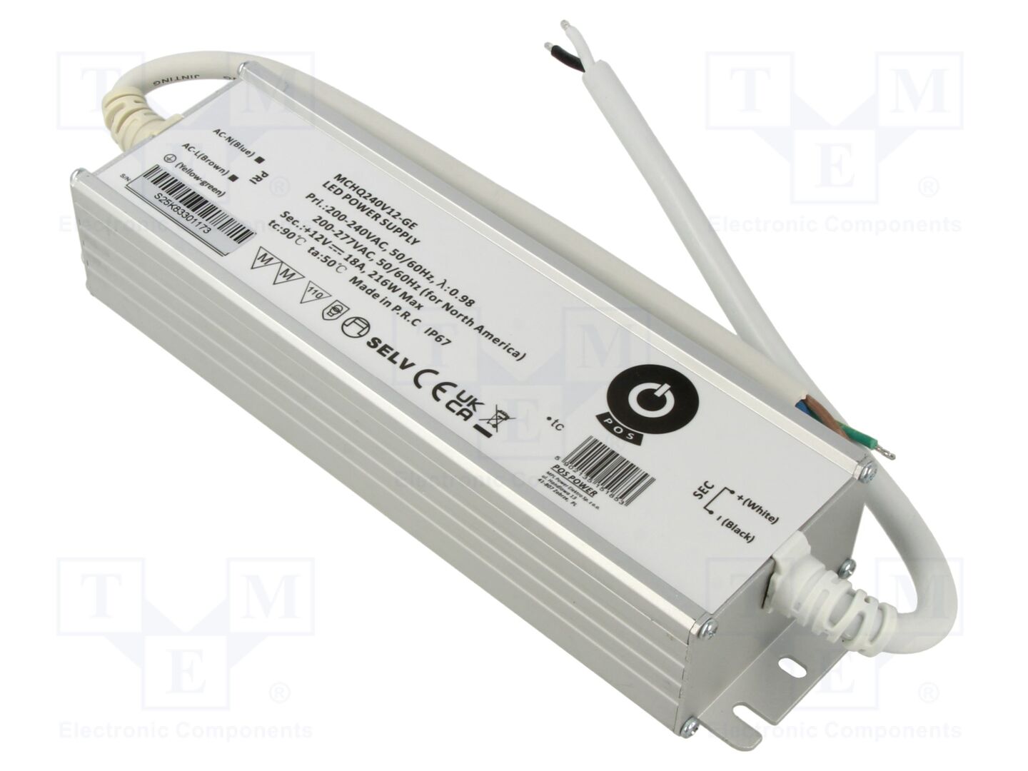 POS MCHQ240V12-GE LED-virtalähde 216W 12VDC 18A