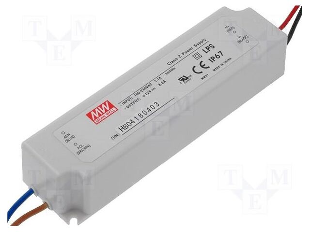 MEAN WELL LPV-35-15 LED-verkkolaite 36W 15VDC 2.4A
