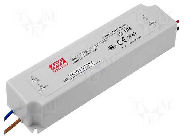 MEAN WELL LPV-60-48 LED-verkkolaite 60W 48VDC 1.25A