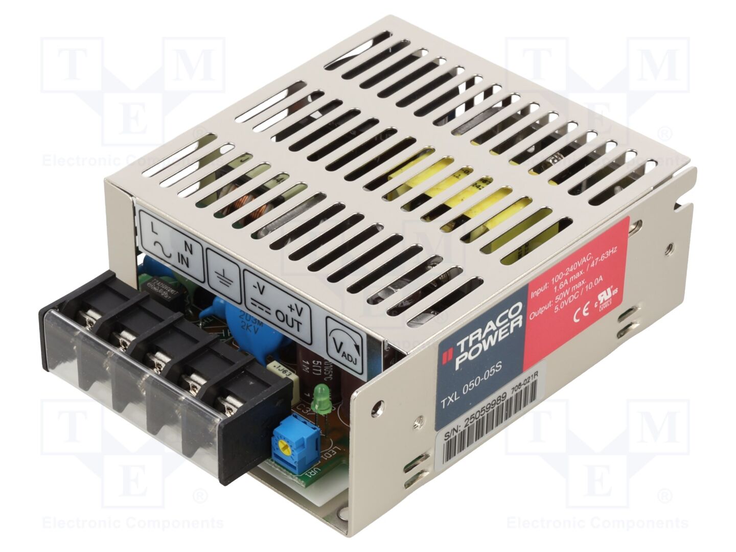 TRACO POWER TXL050-05S Sisäänrakennettu kytkentäsähkönsyöttö 50W 5VDC 10A