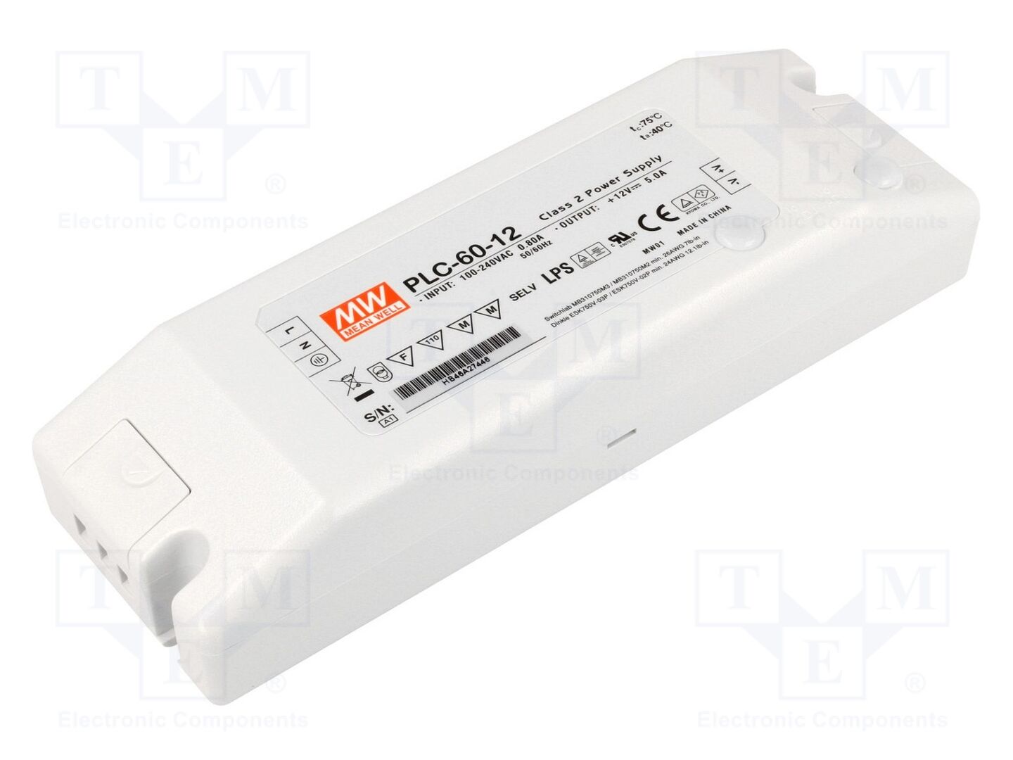 MEAN WELL PLC-60-12 LED-verkkolaite 60W 12VDC 5A