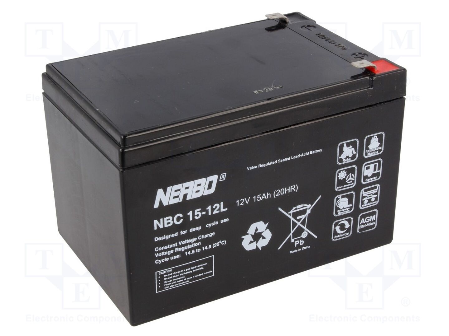 NERBO ACCU-NBC15-12L Lyijyakku 12V 15Ah