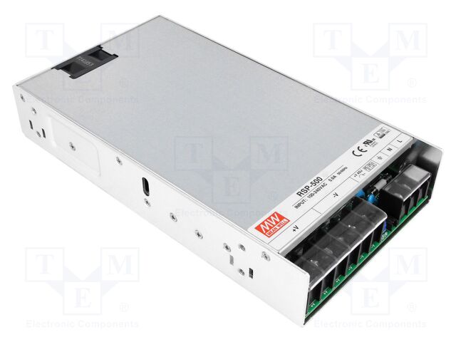MEAN WELL RSP-500-24 Sisäänrakennettu kytkentäsähkölaite 504W 24VDC