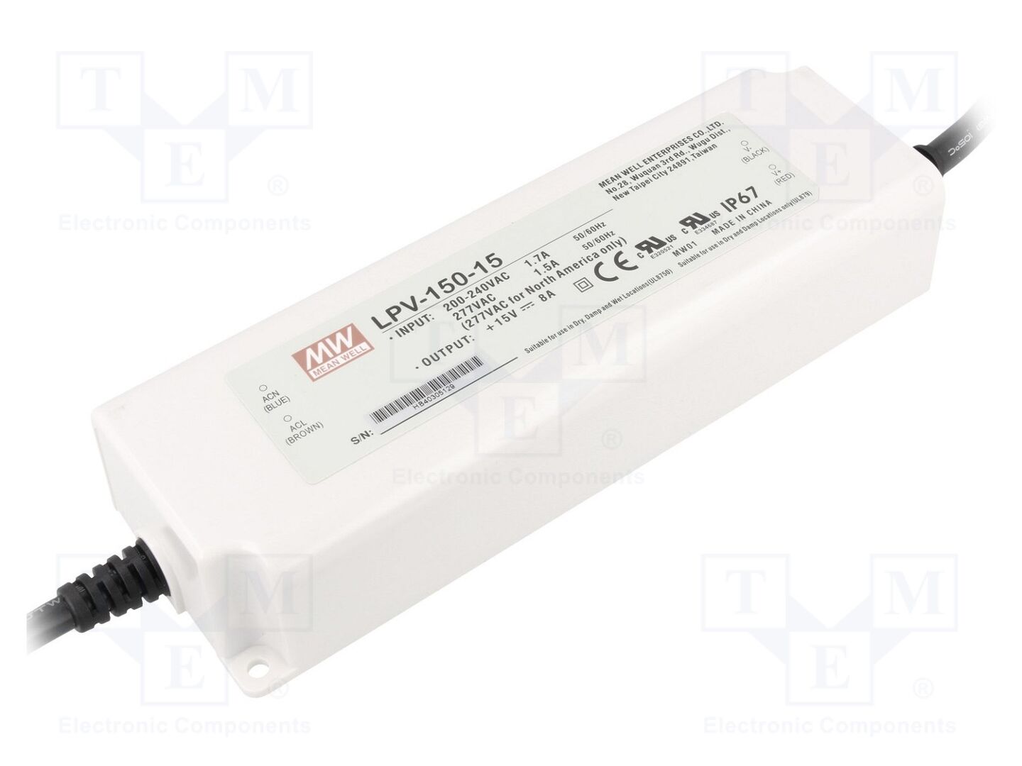 MEAN WELL LPV-150-15 LED-verkkolaite 120W 15VDC 8A