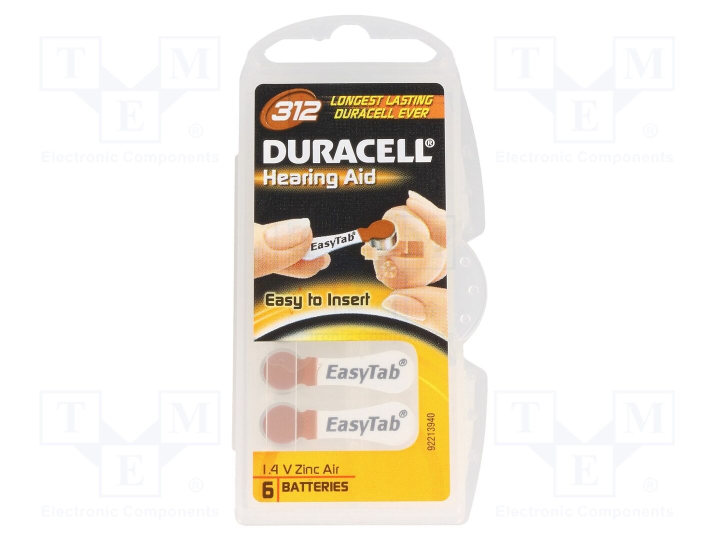 DURACELL BAT-DR312ET/6 Sinkki-ilma-akku 1.4V