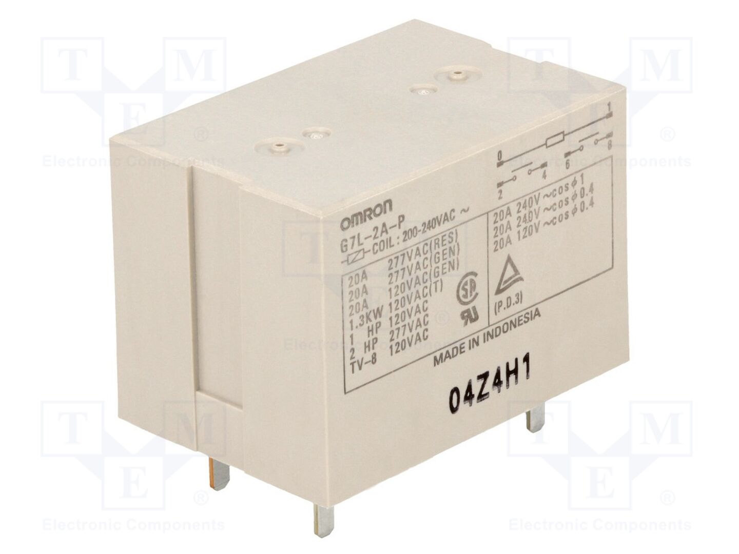 OMRON Electronic Components G7L-2A-P-230AC Sähkömagneettinen rele 230VAC