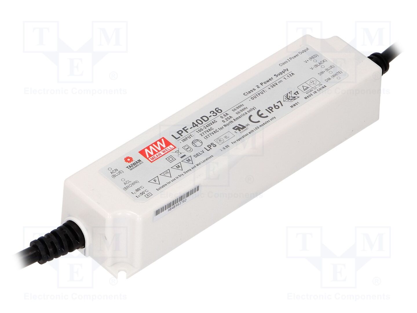 MEAN WELL LPF-40D-36 LED-verkkolaite 40,32W 36VDC 1,12A