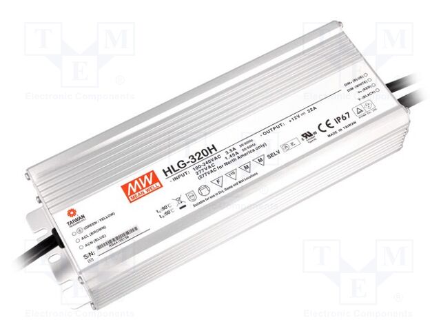 MEAN WELL HLG-320H-30B LED-virtalähde 320W 30VDC 10.7A