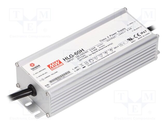MEAN WELL HLG-60H-36 LED-virtalähde 60W 36VDC 1.7A