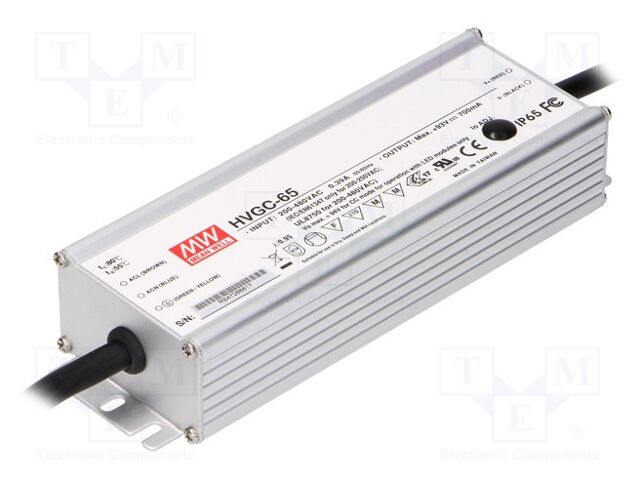 MEAN WELL HVGC-65-1050A LED-virtalähde 65,1W 6-62VDC 630-1050mA IP65