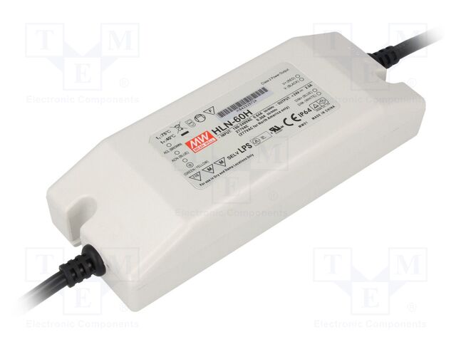 MEAN WELL HLN-60H-15B LED-verkkolaite 60W 15VDC 4A