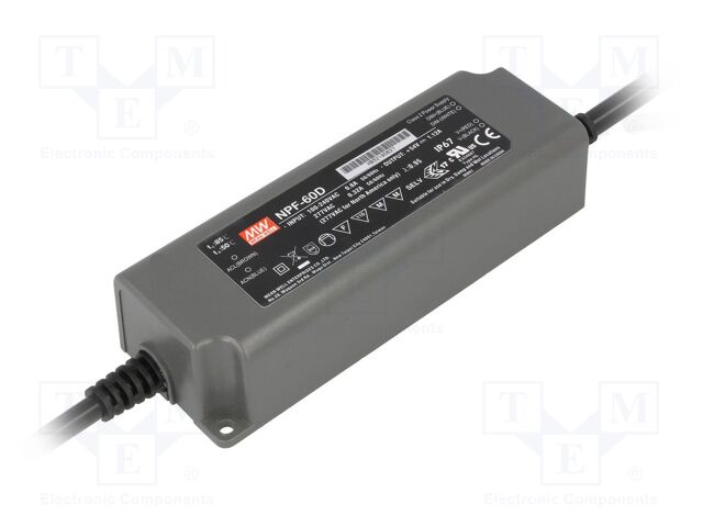 MEAN WELL NPF-60D-12 LED-verkkolaite 60W 12VDC 5A