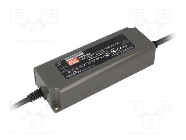 MEAN WELL NPF-90-12 LED-verkkolaite 90W 12VDC 7,5A