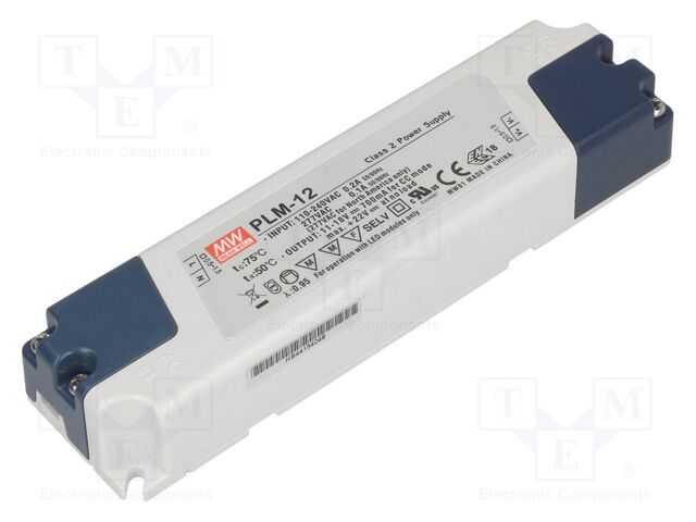 MEAN WELL PLM-12-500 LED-verkkolaite 12W 15-24VDC 500mA