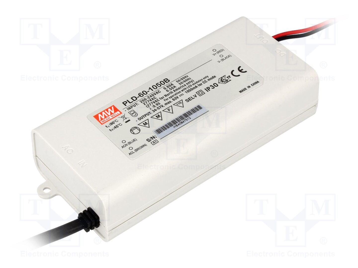 MEAN WELL PLD-60-1050B LED-virtalähde 59,85W 34-57VDC 1050mA