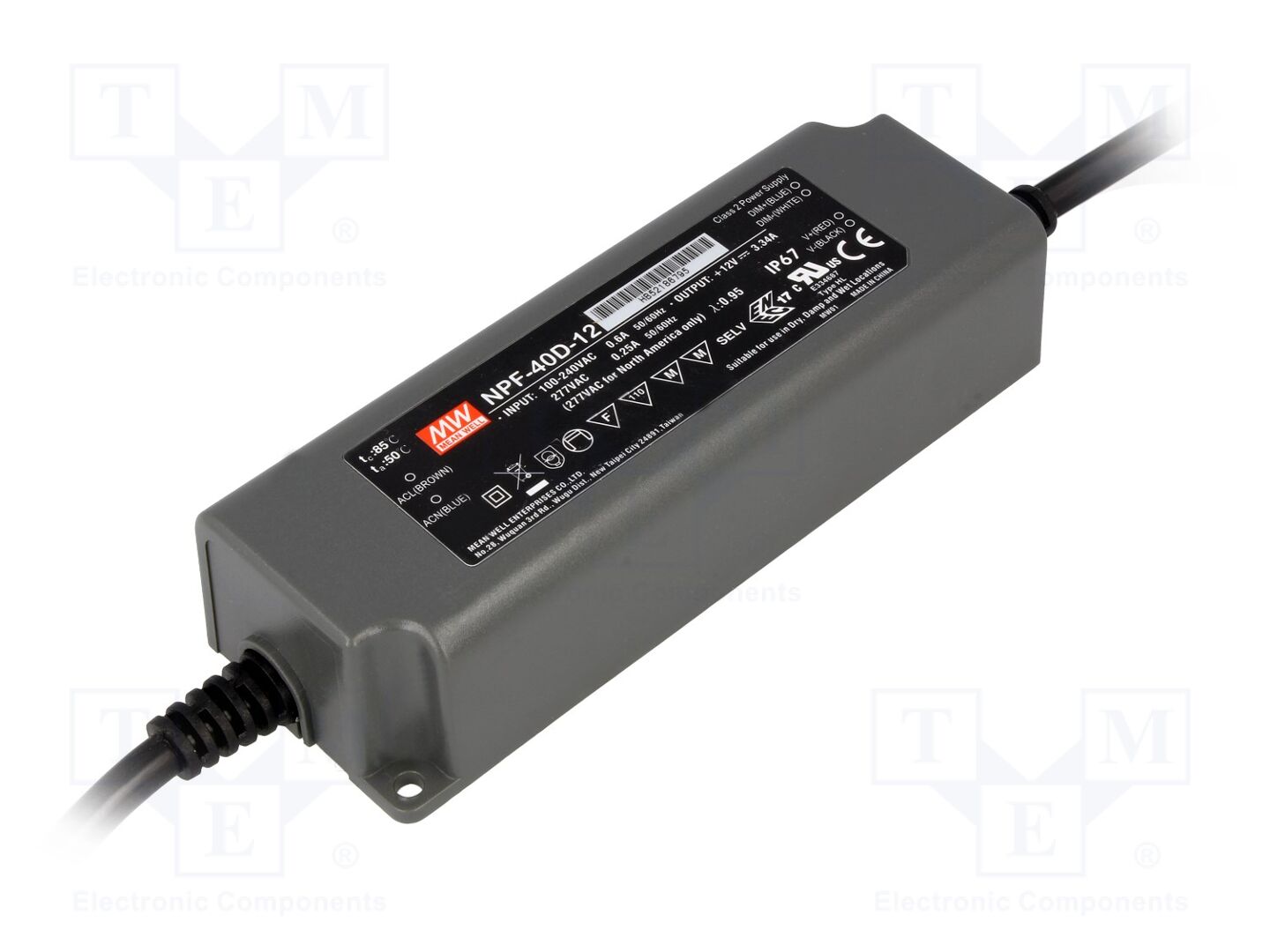 MEAN WELL NPF-40D-12 LED-verkkolaite 40W 7.2-12VDC