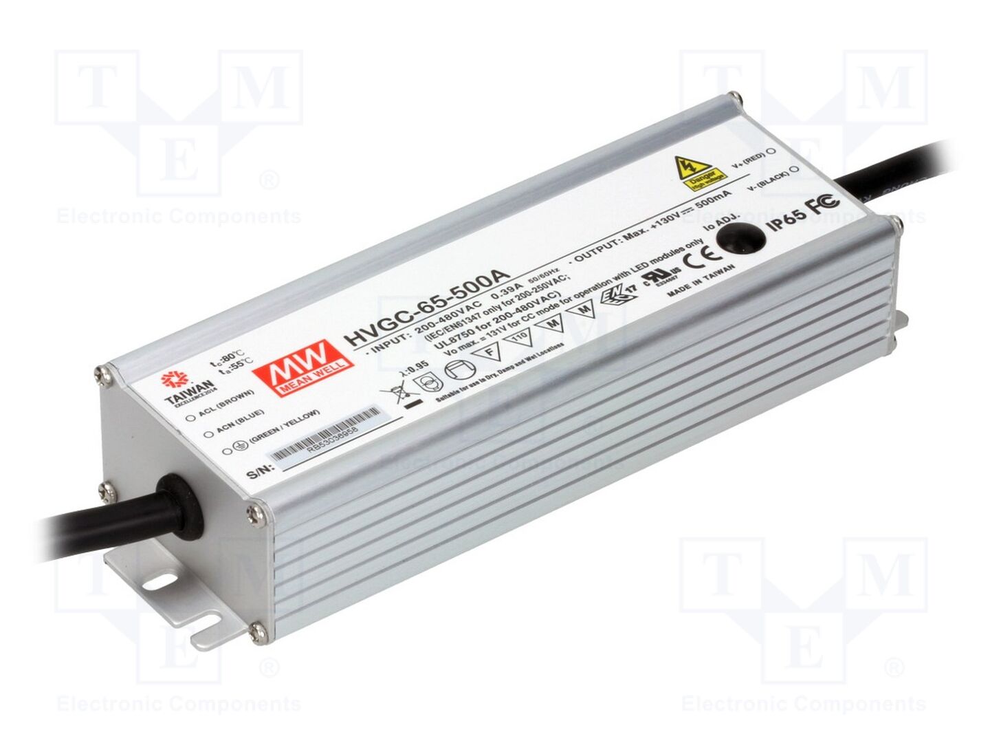 MEAN WELL HVGC-65-500A LED-virtalähde 65W 13-130VDC 300-500mA IP65