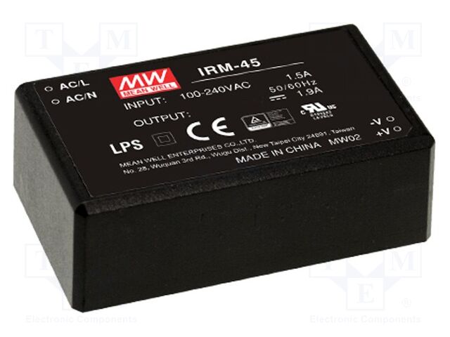 MEAN WELL IRM-45-5 PCB AC/DC-muunnin 40W 5VDC