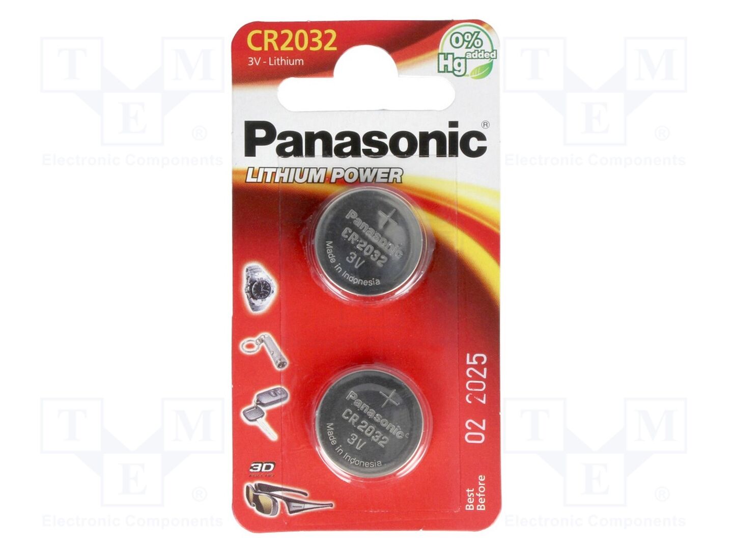 PANASONIC BAT-CR2032-P-2B Litiumparisto CR2032 3V (50 kpl erä)