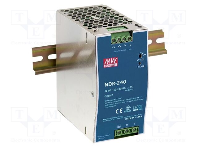 MEAN WELL NDR-240-48 DIN-kiskoon asennettava kytkentäsähkönsyöttö 240W 48VDC