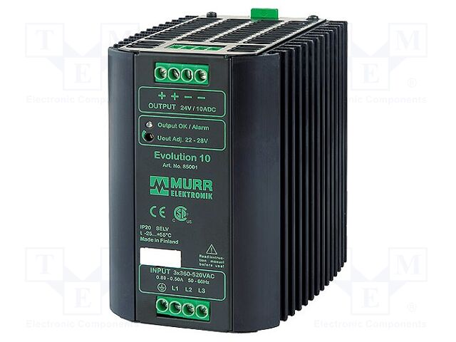 MURRELEKTRONIK 85001 DIN-kiskoon asennettava kytkentäsähköinen virtalähde 240W 22-28VDC