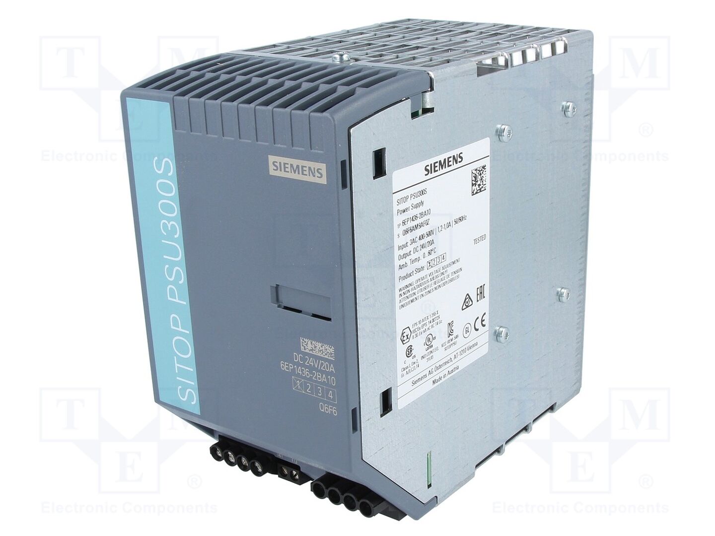 SIEMENS 6EP1436-2BA10 DIN-kiskoon asennettava kytkentävirtalähde 480W 24VDC 20A