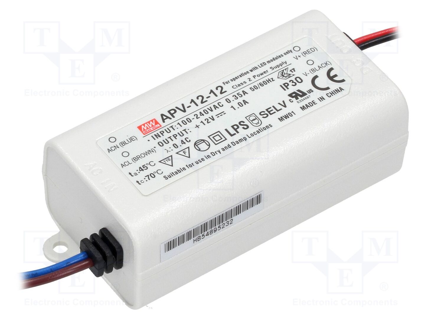 MEAN WELL APV-12-12 LED-virtalähde 12W 12VDC 1A