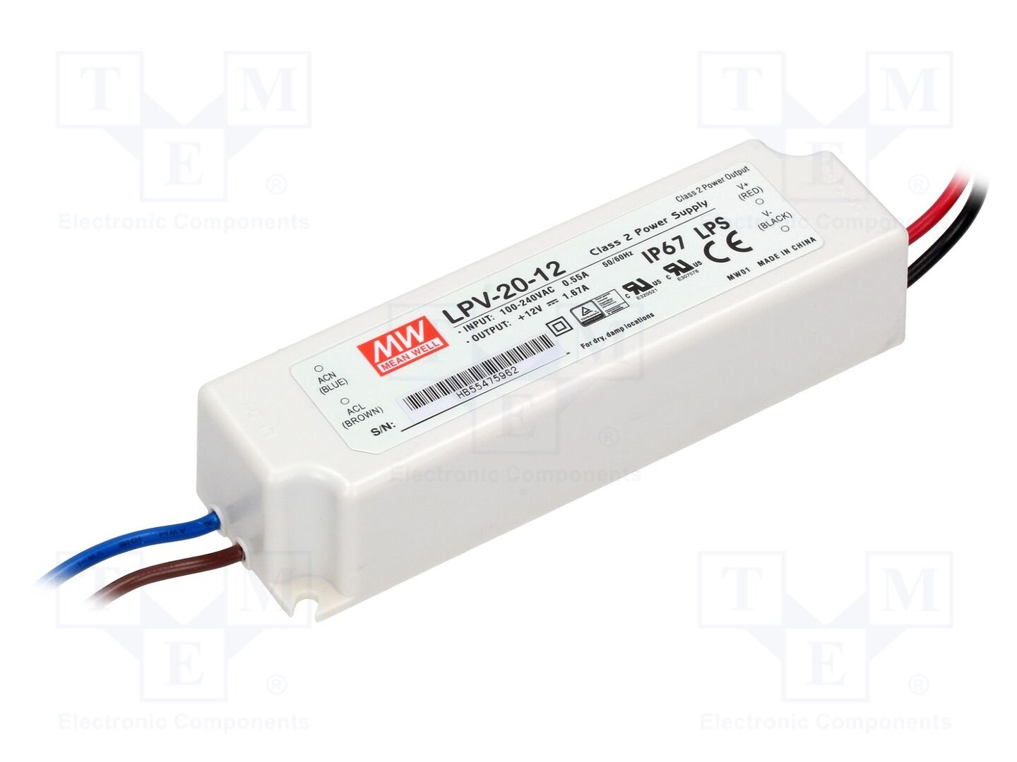 MEAN WELL LPV-20-12 LED-verkkolaite 20W 12VDC 1.67A