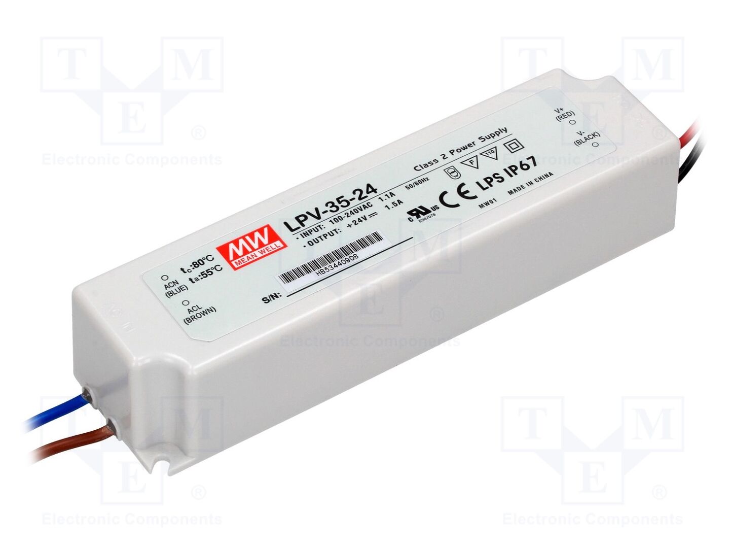 MEAN WELL LPV-35-24 LED-virtalähde 36W 24VDC 1.5A